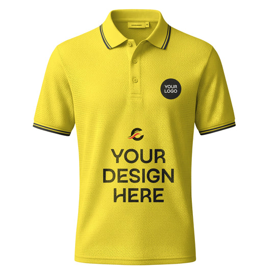 কাস্টমাইজযোগ্য ইয়েলো মেশ পোলো টি-শার্ট – 170 GSM | নিজের নাম, লোগো ও ডিজাইন যোগ করুন