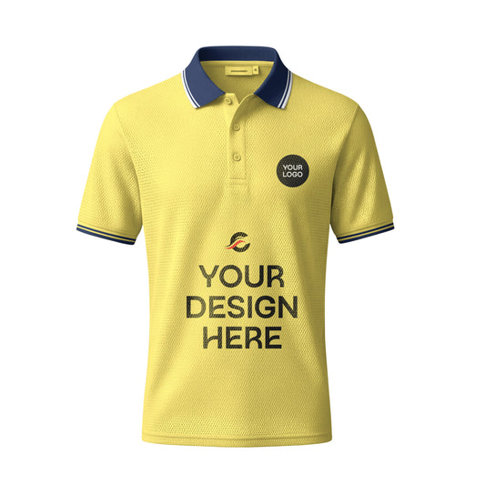 কাস্টমাইজযোগ্য ইয়েলো মেশ পোলো টি-শার্ট – 170 GSM | নিজের নাম, লোগো ও ডিজাইন যোগ করুন