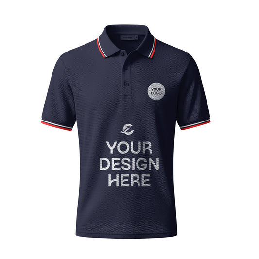 কাস্টমাইজযোগ্য নেভি ব্লু মেশ পোলো টি-শার্ট – 170 GSM | নিজের নাম, লোগো ও ডিজাইন যোগ করুন