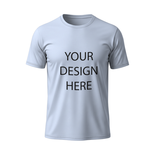 সাদা রঙের 130 GSM জার্সি  কাস্টম টি-শার্ট – নাম, লোগো, ছবি সহ ডিজাইন করুন ।