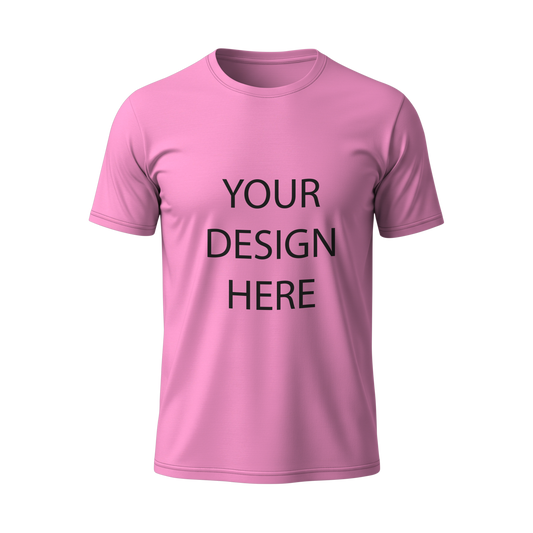 লাইট পিংক রঙের ১৪০  GSM প্রিমিয়াম কোয়ালিটি জার্সি  ফেব্রিক  কাস্টম টি-শার্ট – নাম, লোগো, ছবি সহ ডিজাইন করুন