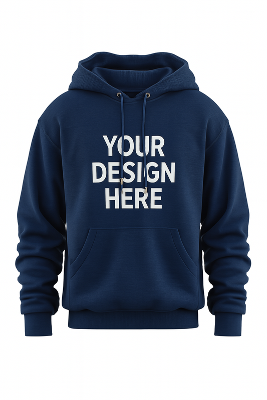 🧥 প্রিমিয়াম GSM 350 হুডি – নেভি ব্লু রঙে নিজের ডিজাইন যুক্ত করুন