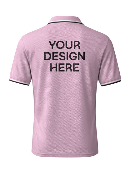 কাস্টমাইজযোগ্য লাইট পিংক মেশ পোলো টি-শার্ট – 170 GSM | নিজের নাম, লোগো ও ডিজাইন যোগ করুন