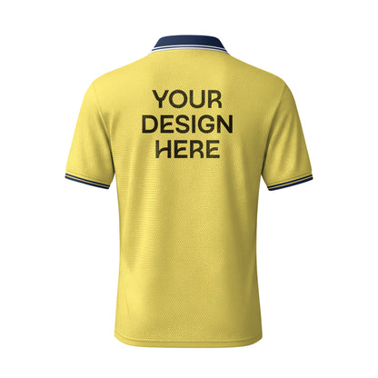 কাস্টমাইজযোগ্য ইয়েলো মেশ পোলো টি-শার্ট – 170 GSM | নিজের নাম, লোগো ও ডিজাইন যোগ করুন