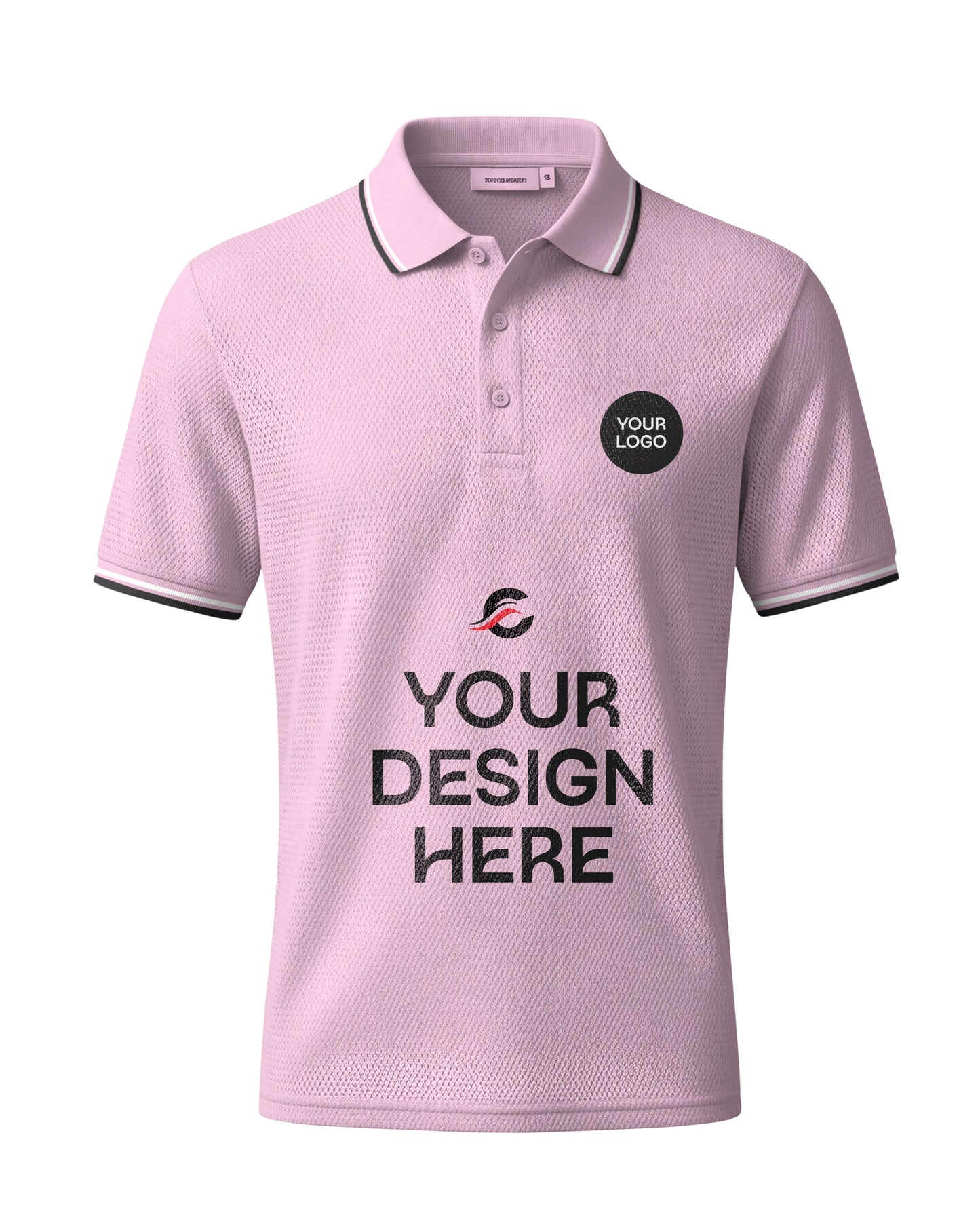 কাস্টমাইজযোগ্য লাইট পিংক মেশ পোলো টি-শার্ট – 170 GSM | নিজের নাম, লোগো ও ডিজাইন যোগ করুন