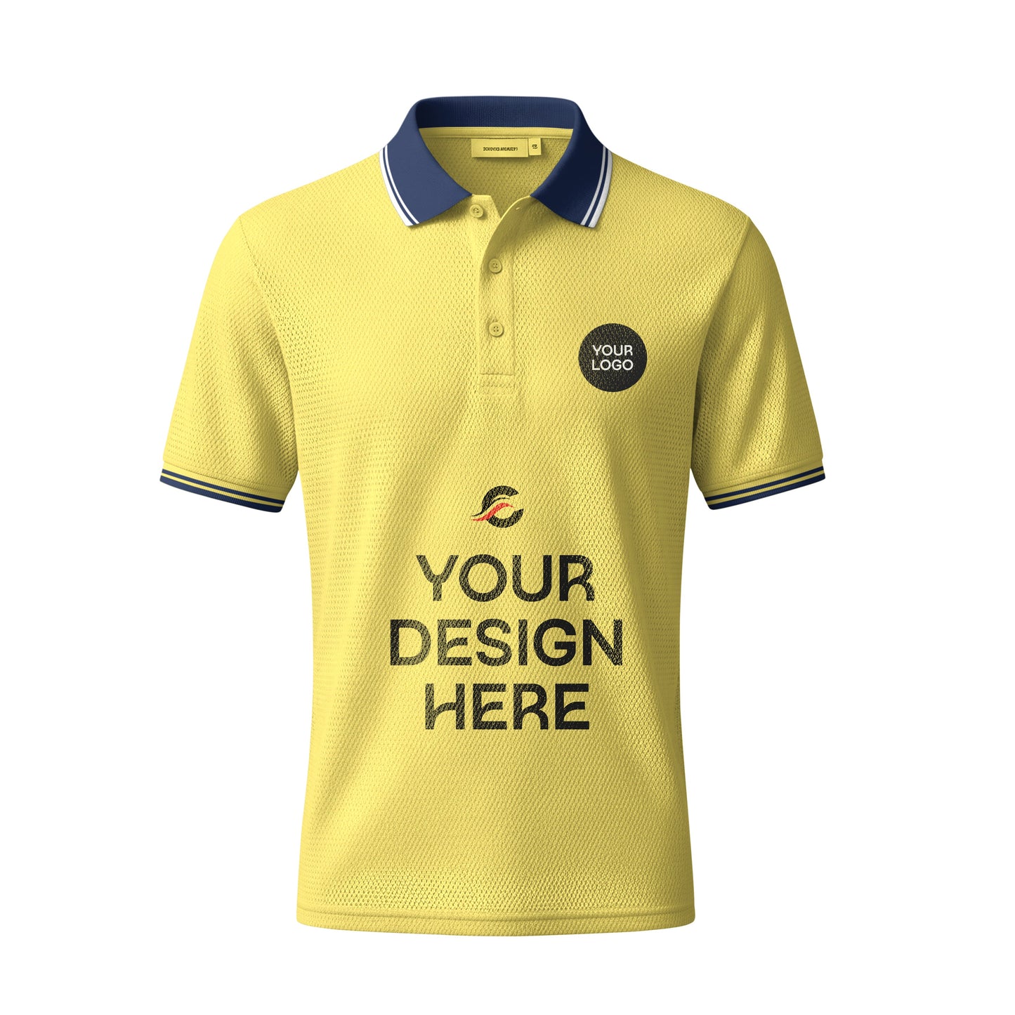 কাস্টমাইজযোগ্য ইয়েলো মেশ পোলো টি-শার্ট – 170 GSM | নিজের নাম, লোগো ও ডিজাইন যোগ করুন
