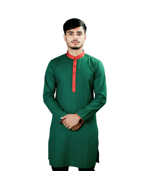 লাল-সবুজ থিমের কাস্টমাইজযোগ্য পাঞ্জাবি – দেশপ্রেম ও দলীয় পরিচয়ের অনন্য প্রকাশ