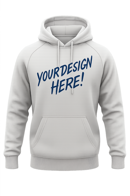 সাদা হুডি – কাস্টম ডিজাইন প্রিন্ট সহ প্রিমিয়াম ফেব্রিক (৭০০–৭৫০ GSM)