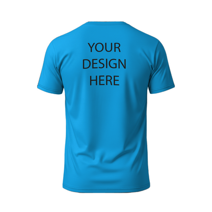 লাইট ব্লু রঙের ১৪০  GSM প্রিমিয়াম কোয়ালিটি জার্সি  ফেব্রিক  কাস্টম টি-শার্ট – নাম, লোগো, ছবি সহ ডিজাইন করুন