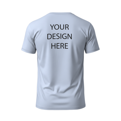 সাদা রঙের 130 GSM জার্সি  কাস্টম টি-শার্ট – নাম, লোগো, ছবি সহ ডিজাইন করুন ।
