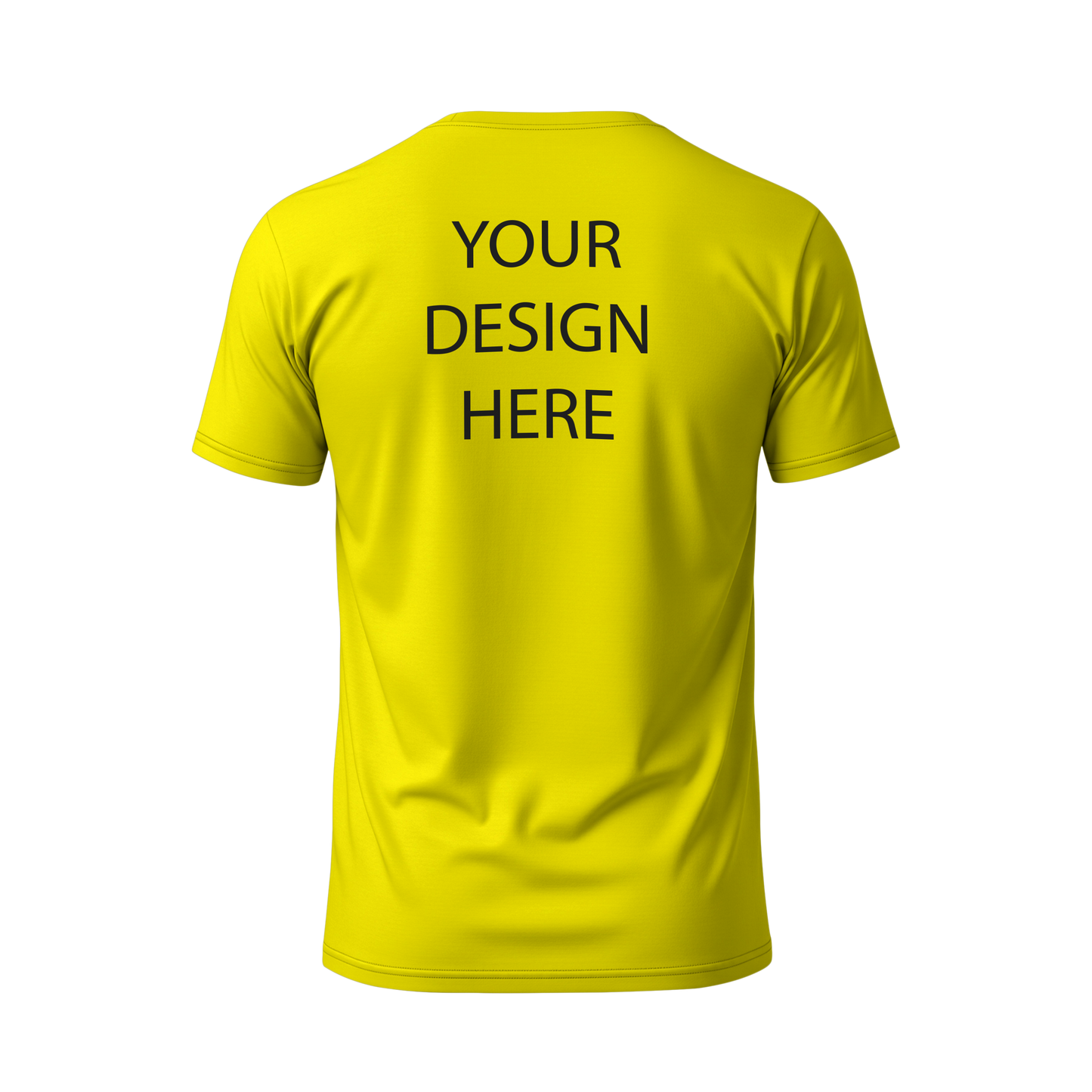 হলুদ রঙের ১৪০  GSM প্রিমিয়াম কোয়ালিটি জার্সি  ফেব্রিক  কাস্টম টি-শার্ট – নাম, লোগো, ছবি সহ ডিজাইন করুন
