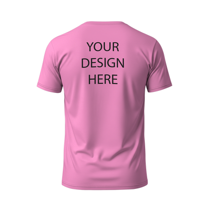 লাইট পিংক রঙের ১৪০  GSM প্রিমিয়াম কোয়ালিটি জার্সি  ফেব্রিক  কাস্টম টি-শার্ট – নাম, লোগো, ছবি সহ ডিজাইন করুন