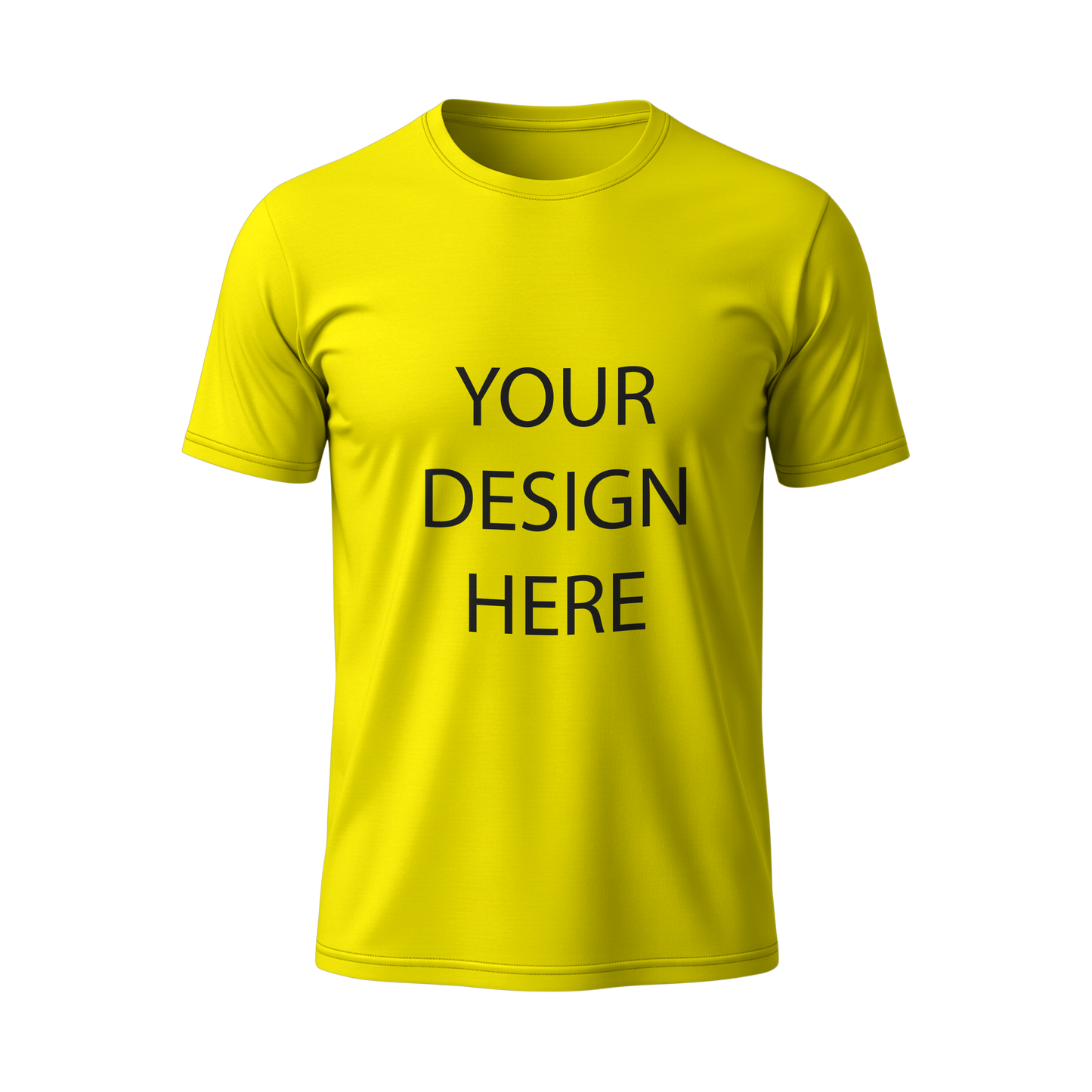 হলুদ রঙের ১৪০  GSM প্রিমিয়াম কোয়ালিটি জার্সি  ফেব্রিক  কাস্টম টি-শার্ট – নাম, লোগো, ছবি সহ ডিজাইন করুন