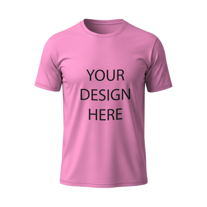 লাইট পিংক রঙের ১৪০  GSM প্রিমিয়াম কোয়ালিটি জার্সি  ফেব্রিক  কাস্টম টি-শার্ট – নাম, লোগো, ছবি সহ ডিজাইন করুন